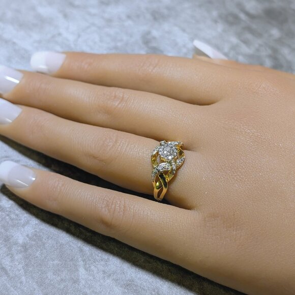 Morgan & Paige 14K Yellow Gold & Rhodium Plated CZ Eternity Ring Size 6 - Picture 5 of 10